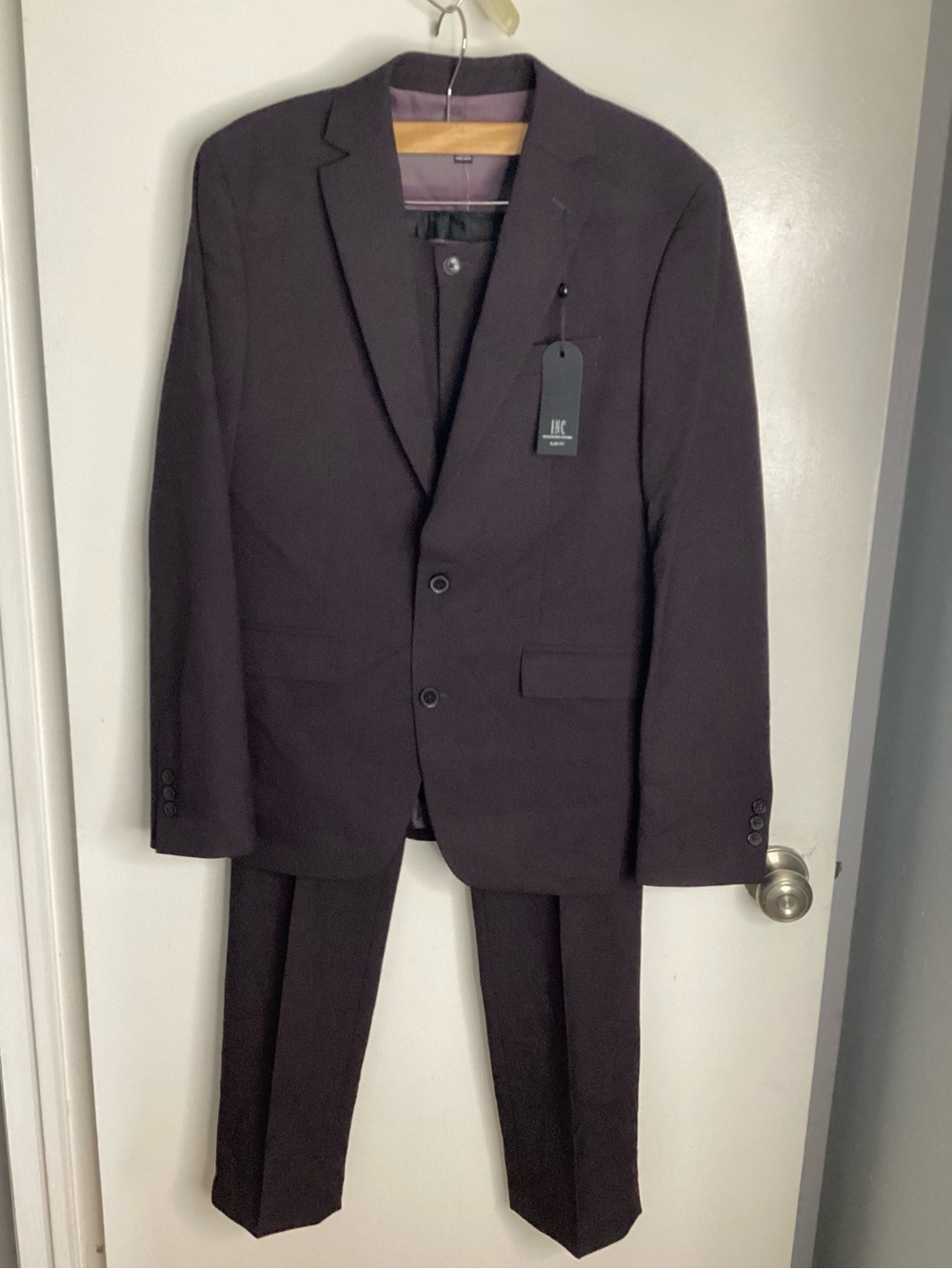INC International Concepts Plum Two-Piece Suit M 30W/32L